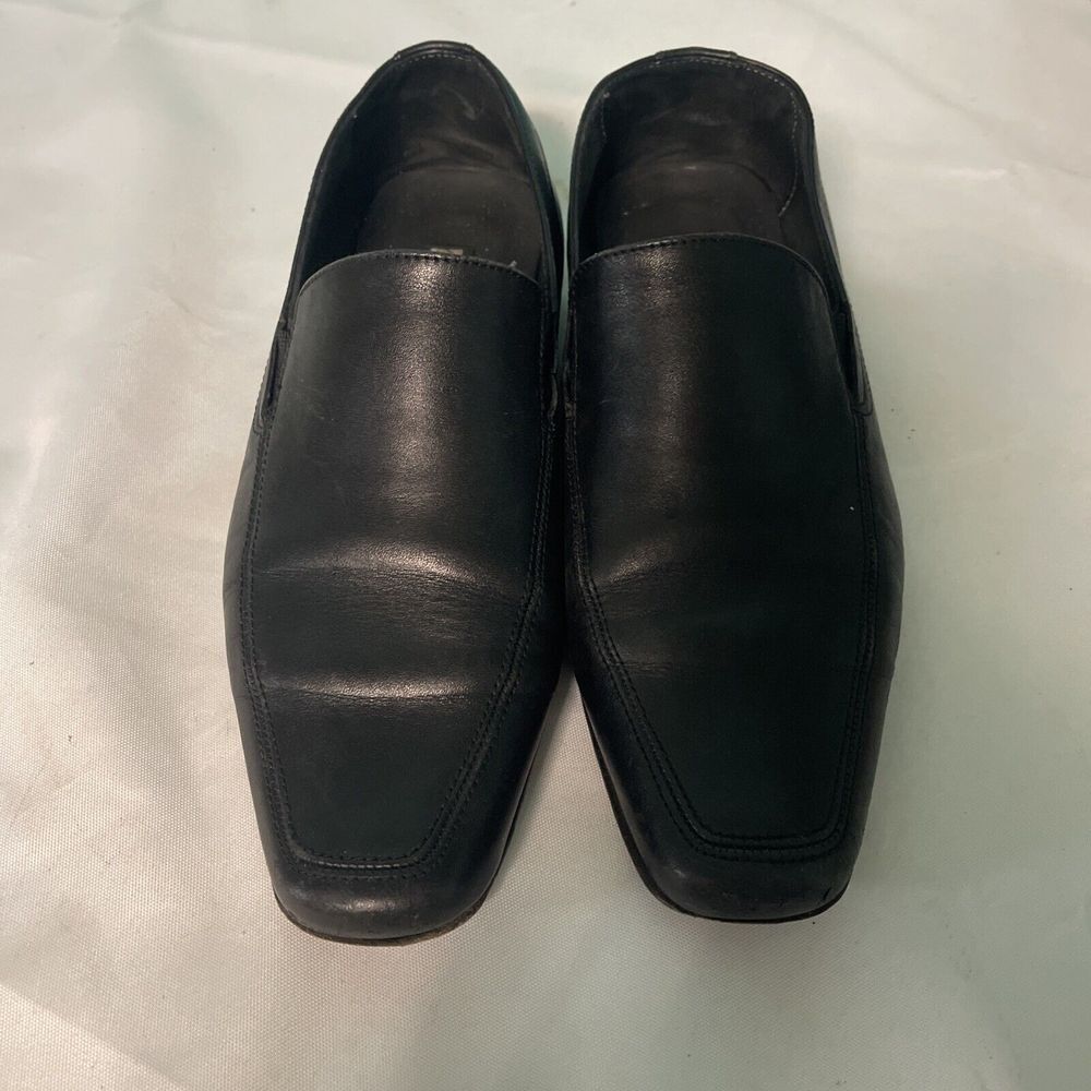 A MIRAGE M*I*R*A*G*E Men's Black Leather Dress Shoes 6.5 Slip on Loafers S-200